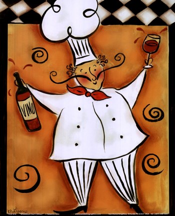 Framed Whimsical Chef I (wine) Print
