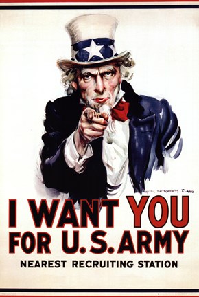 Framed Uncle Sam - I Want You Print