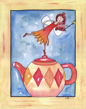 Framed Harlequin Teapot Fairy Print