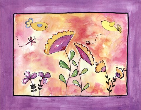 Framed Purple Flower Land Print
