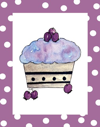 Framed Blueberry Cupcake Print