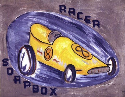 Framed Yellow Race Car Print