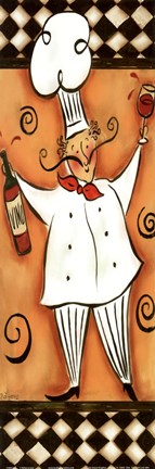 Framed Whimsical Chef I (wine) Print