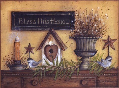 Framed Bless This Home (shelf) Print