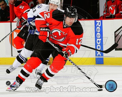 Framed Brian Rolston Passing Hockey Puck Print