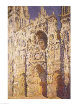 Framed Rouen Cathedral in Full Sunlight: Harmony in Blue and Gold, 1894 Print