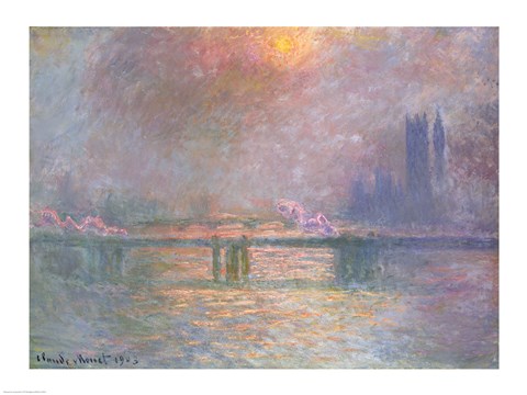 Framed Thames with Charing Cross bridge, 1903 Print