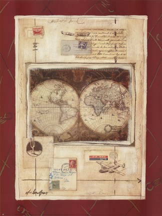 Framed Airmail Map 1 Print