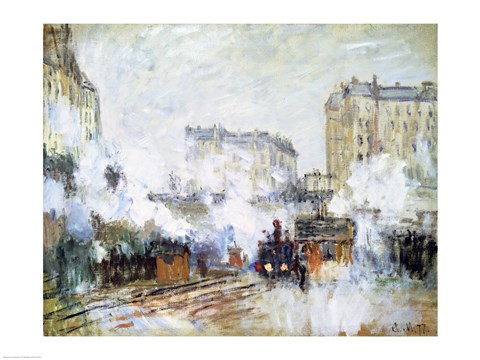 Framed Exterior of the Gare Saint-Lazare, Arrival of a Train Print