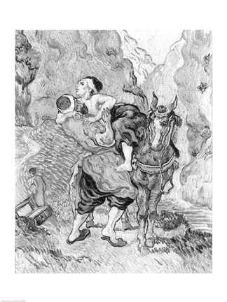 Framed Good Samaritan, after Delacroix, 1890 Print