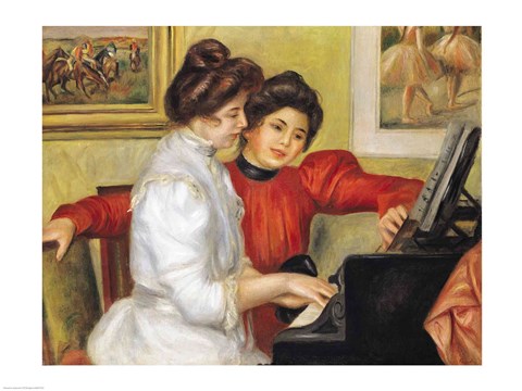 Framed Yvonne and Christine Lerolle at the piano, 1897 Print