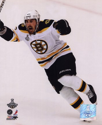 Framed Brad Marchand Goal Celebration Game 7 of the 2011 NHL Stanley Cup Finals(#53) Print