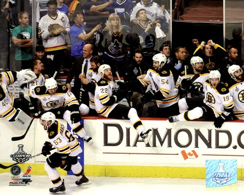 Framed Boston Bruins Bench Celebration Game 7 of the 2011 NHL Stanley Cup Finals(#55) Print