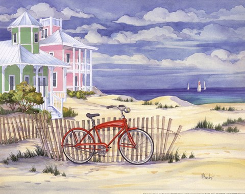 Framed Beach Cruiser Cottage I Print
