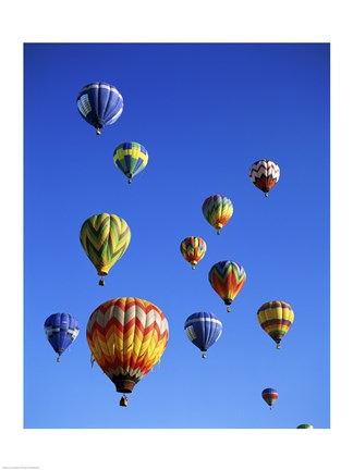 Framed Hot air balloons rising, Albuquerque International Balloon Fiesta Print