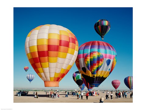 Framed Hot air balloons taking off, Balloon Fiesta, Albuquerque, New Mexico Print