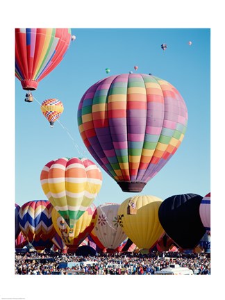 Framed Low angle view of hot air balloons in the sky, Albuquerque International Balloon Fiesta, Albuquerque, New Mexico, USA Print