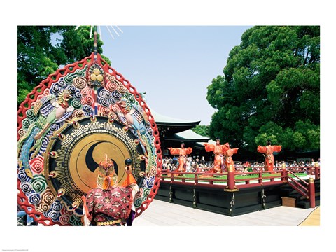 Framed Decorative drum in front of a building, Meiji Jingu Shrine, Tokyo, Japan Print