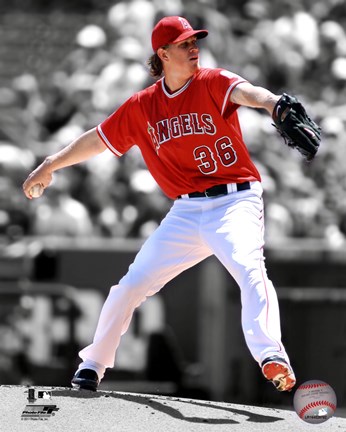 Framed Jered Weaver 2011 Spotlight Action Print