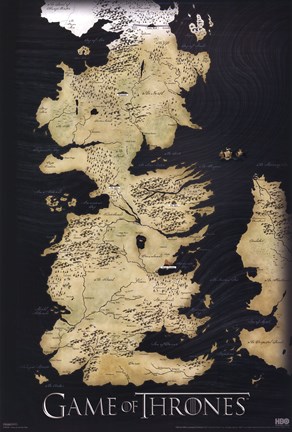 Framed Game of Thrones - Map Print