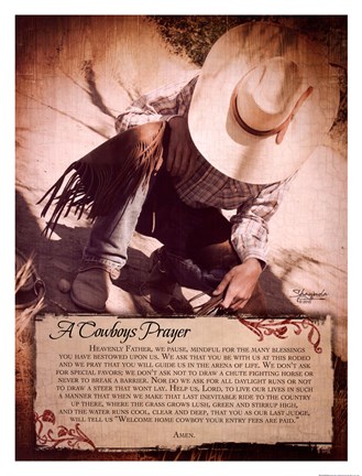 Framed Cowboy&#39;s Prayer Print