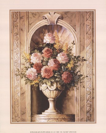 Framed Assorted Roses in Urn Print