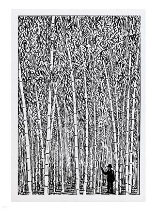 Framed Man and Bamboo Print