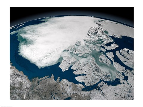 Framed Arctic Sea Ice Above North America Print