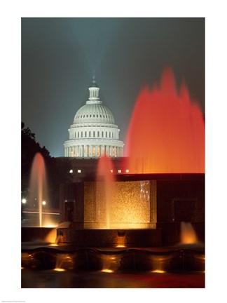 Framed Capitol Building Washington, D.C. (fountains) Print
