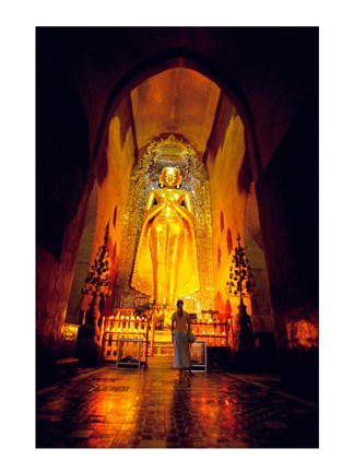 Framed Low angle view of a statue of Buddha, Ananda Temple, Bagan, Myanmar Print