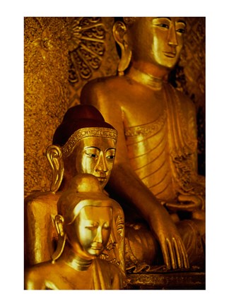 Framed Close-up of statues of Buddha, Shwedagon Pagoda, Yangon, Myanmar Print