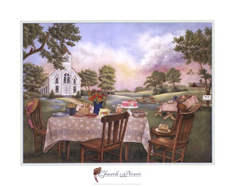 Framed Church Picnic Print