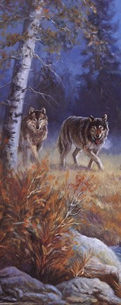 Framed Moonlit Wolves Print