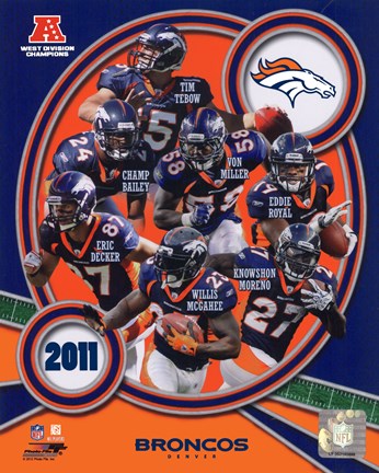 Framed Denver Broncos 2011 AFC West Division Champions Team Composite Print