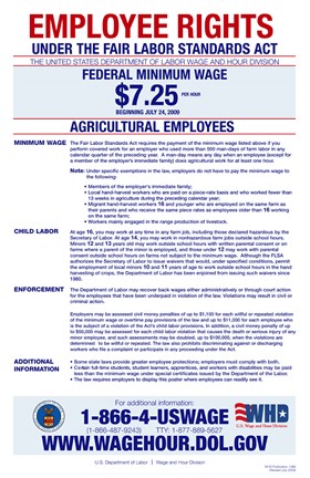 Framed Agricultural Employees Minimum Wage Print