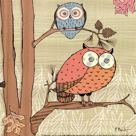 Framed Pastel Owls I - mini Print