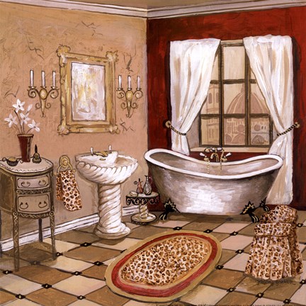 Framed Leopard Florentine Bath Print