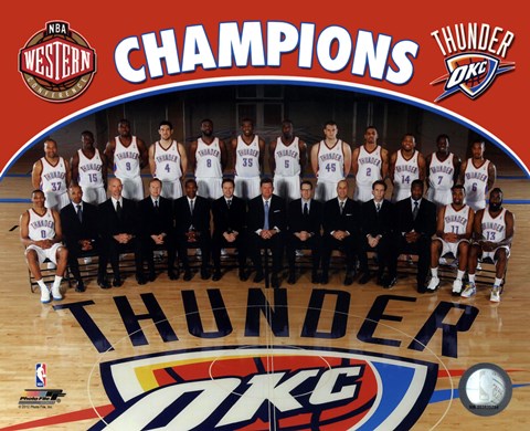 Framed Oklahoma City Thunder 2011-12 NBA Western Conference Champions Team Photo Print