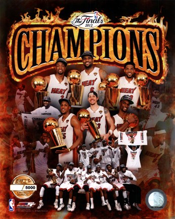 Framed Miami Heat 2012 NBA Champions PF Gold Composite Print