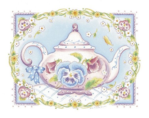 Framed Pansy Teapot Print