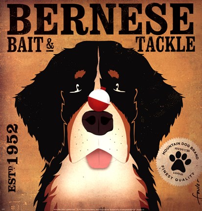 Framed Bernese Bait &amp; Tackle Print