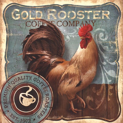 Framed Gold Rooster Print