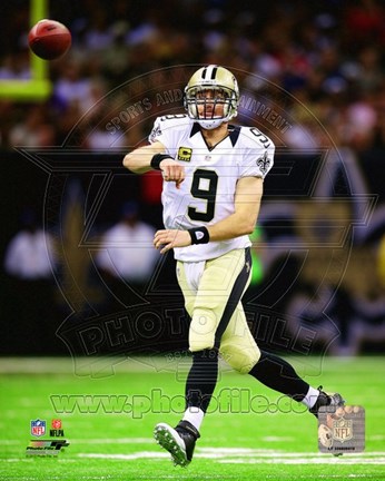 Framed Drew Brees On Football Field Print