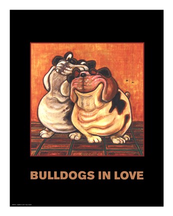 Framed Bulldogs in Love Print