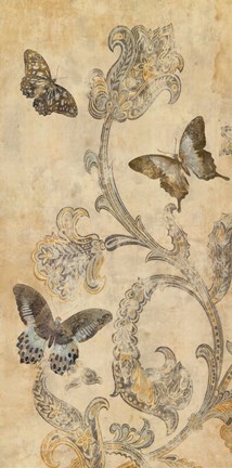 Framed Papillion Decoratif I Print