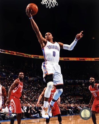 Framed Basketball - Russell Westbrook 2012-13 Action Print
