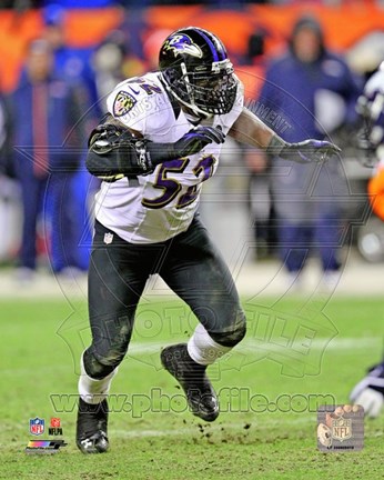 Framed Ray Lewis 2012 AFC Divisional Playoff Game Action Print