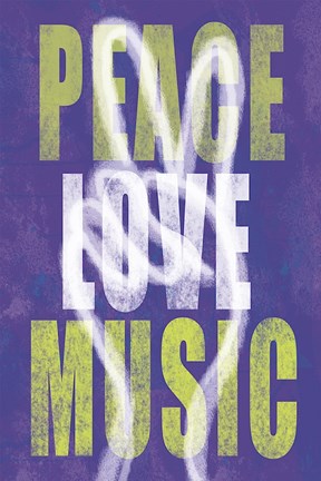 Framed Peace Love Music Print