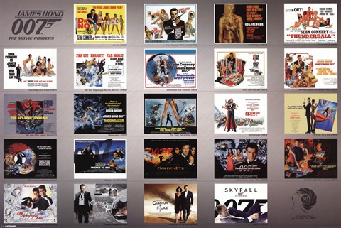 Framed James Bond - 23 Movie Poster Print
