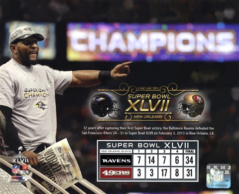 Framed Ray Lewis Super Bowl XLVII Champion Overlay Print